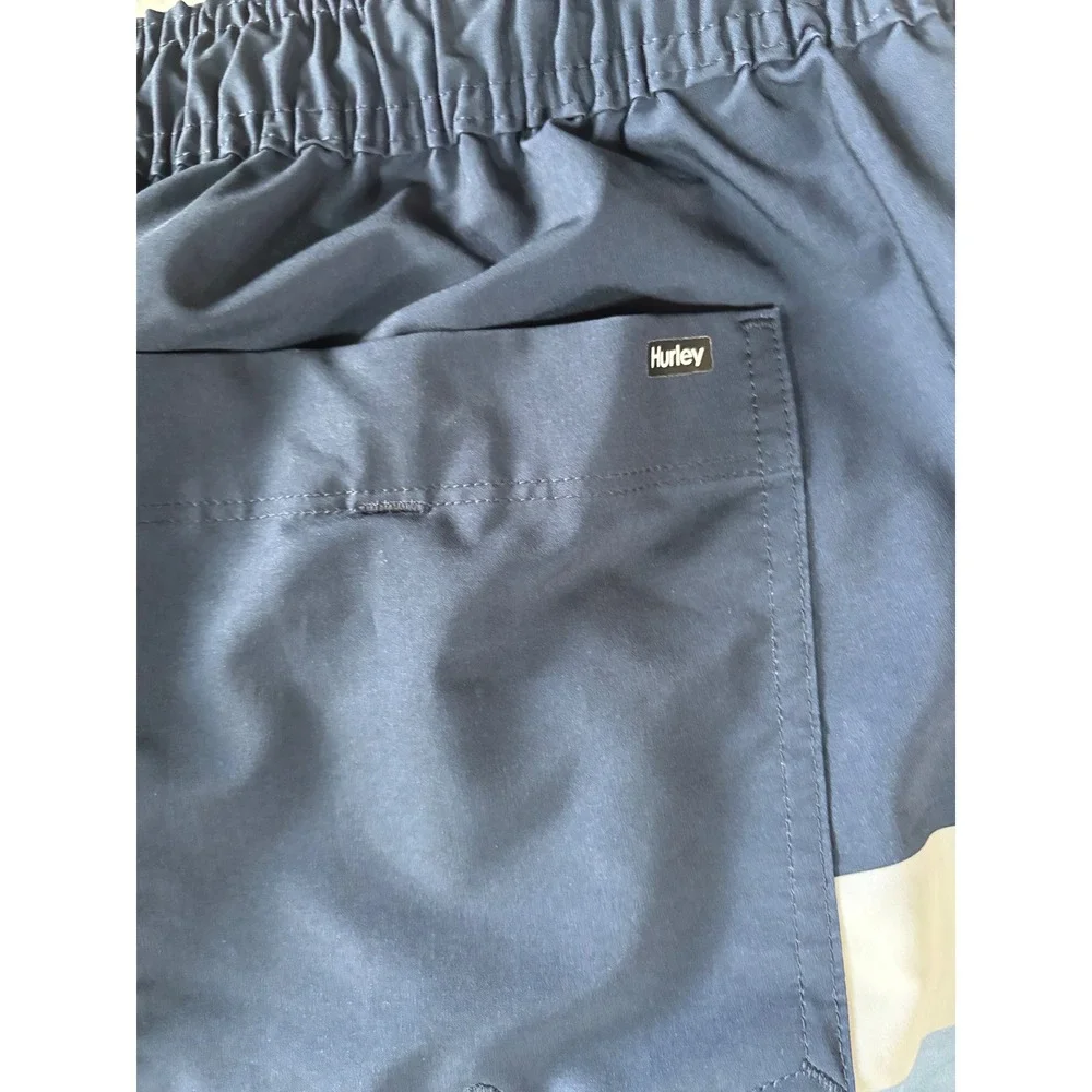 Hurley Mens XXL Board Shorts Navy Blue Swim Trunks Elastic Waist Drawstring